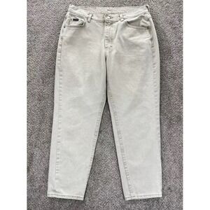 Vintage Lee Jeans Womens 16P Beige Relaxed Mom Tapered Cotton USA Union Made Y2K